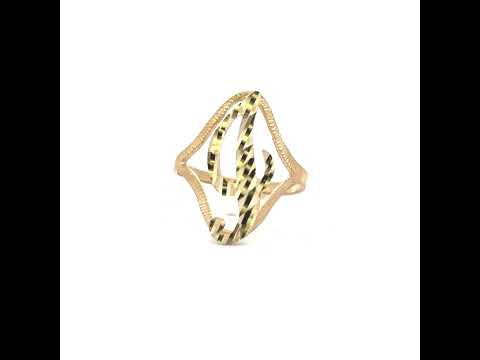 10K Yellow Gold Womens Diamond-Cut Textured Initial Letter I Band Ring