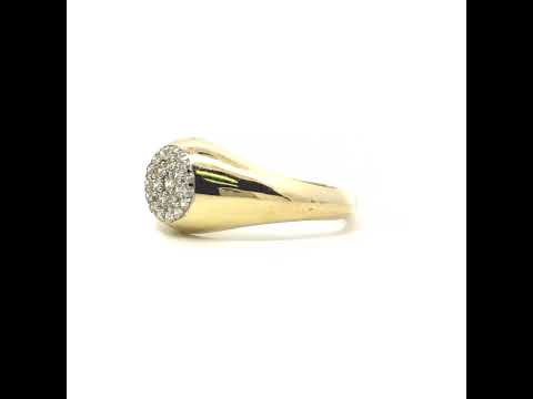 10K Two-tone Gold Women Cubic-Zirconia Signet Ring