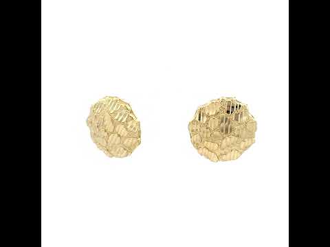 10K Yellow Gold Womens Nugget Round Stud Earrings