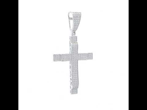 925 Sterling Silver Unisex CZ Cross Religious Charm Pendant