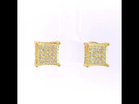 925 Sterling Silver Womens Yellow-tone 0.78ct Moissanite Square Fashion Stud Earrings