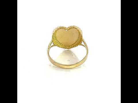 10K Yellow Gold Womens Diamond-Cut Heart Ring