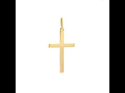 925 Sterling Silver Yellow-tone Unisex Without CZ Cross Religious Charm Pendant