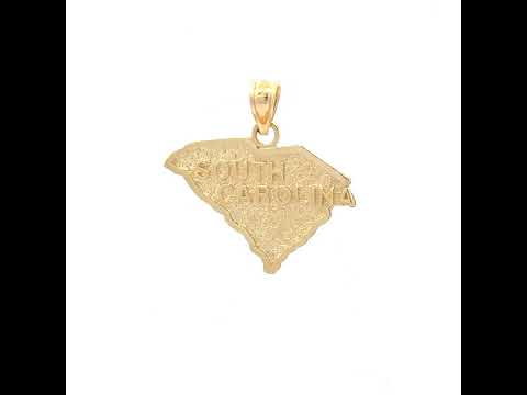 10K Yellow Gold Mens South Carolina State Charm Pendant
