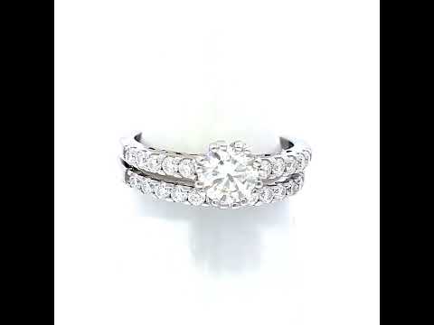 925 Sterling Silver Womens 1.84ct Moissanite Duo Ring Bridal Set Ring Size 9