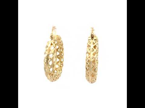 10K Yellow Gold Womens Hollow Round Hoop Earrings
