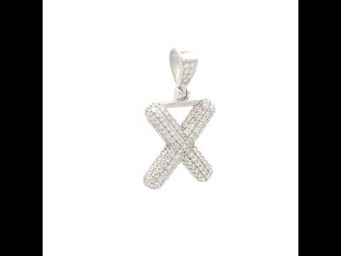 925 Sterling Silver 1.00ct Moissanite Initial Alphabet X Charm Pendant
