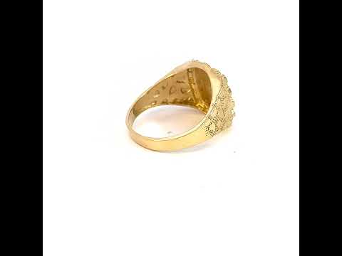 10K Two-tone Gold Mens Textured Guadalupe Religious Ring