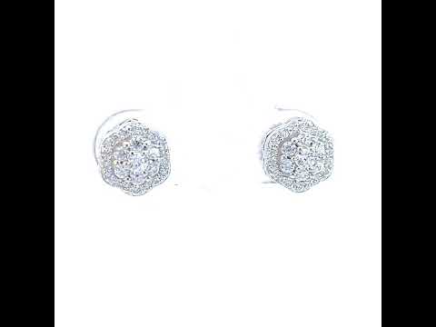 925 Sterling Silver Womens Cubic-Zirconia Flower Fashion Stud Earrings