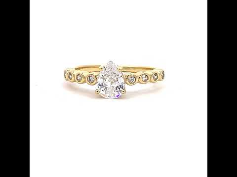 925 Sterling Silver Yellow-tone Womens Pear Round Cubic-Zirconia Fashion Engagement Ring Size 8