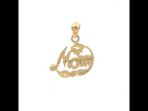 10K Two-Tone Gold Womens Diamond-Cut Flower Mom Charm Pendant
