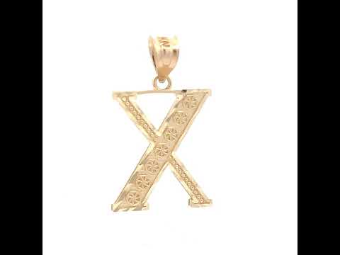 10K Yellow Gold Unisex Initial X Alphabet Charm Pendant