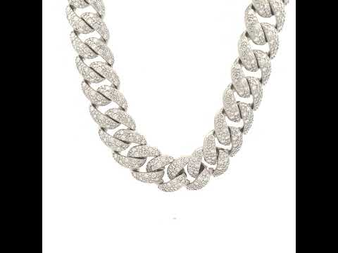 925 Sterling Silver Unisex Moissanite Miami Cuban Chain Necklace 18mm