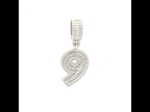 925 Sterling Silver Round Baguette 0.35ct, 0.57ct Moissanite Initial Number 9 Charm Pendant