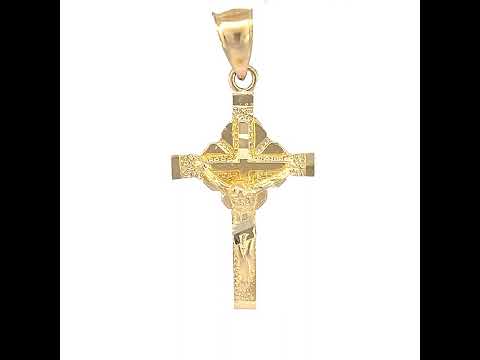 10K Yellow Gold Womens Mens Unisex Jesus Crucifix Cross Religious Charm Pendant