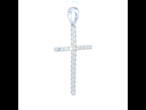 925 Sterling Silver Mens 2.42ct Moissanite Cross Religious Charm Pendant