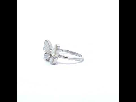 925 Sterling Silver Womens Cubic-Zirconia Butterfly Fashion Ring