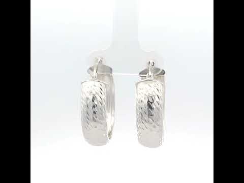 925 Sterling Silver Womens Diamond-Cut Round Tube Hoop Earrings