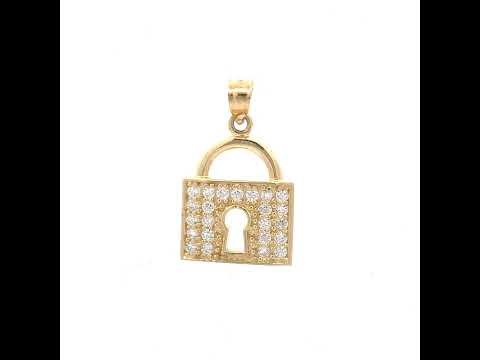 10K Yellow Gold Mens Cubic Zirconia Cubic-Zirconia Charm Pendant