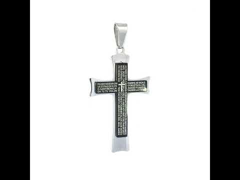 Stainless Steel Black-tone Mens Cross Religious Charm Pendant