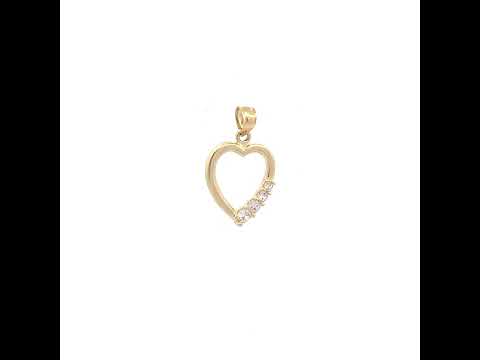 10K Two-Tone Gold Cubic-Zirconia Womens Heart Charm Pendant