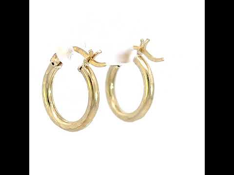 10K Yellow Gold Womens Ultra Light Round Tube 2mm X 14mm Hinged Hoops Huggies