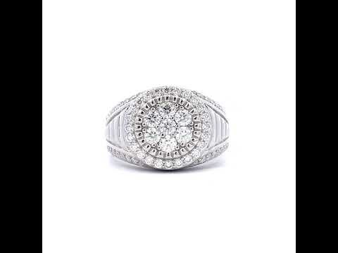 925 Sterling Silver Mens 2.06ct Moissanite Round Head Fashion Ring S11