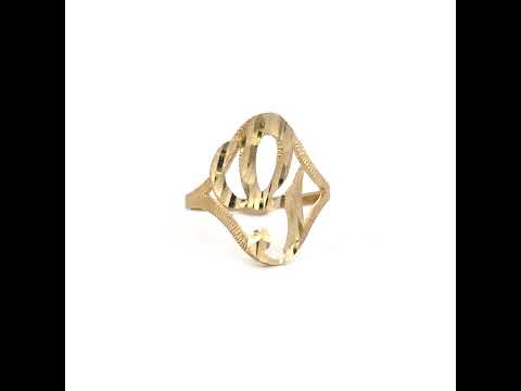 10K Yellow Gold Womens Diamond-Cut Textured Initial Letter G Band Ring