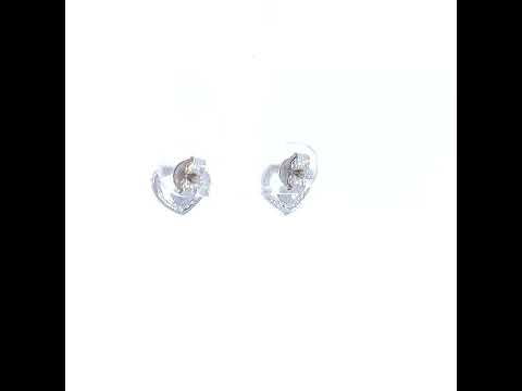 925 Sterling Silver Womens Cubic-Zirconia Heart Stud Earrings