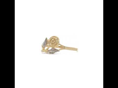 10K Two-tone Gold Womens Rose Flower Fashion Ring