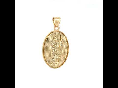10K Two-tone Gold Mens St. Jude Religious Charm Pendant