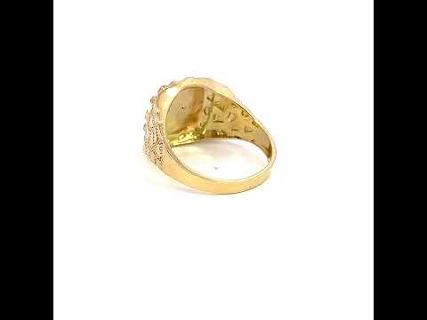 10K Two-tone Gold Mens St. Jude Religious Nugget Ring