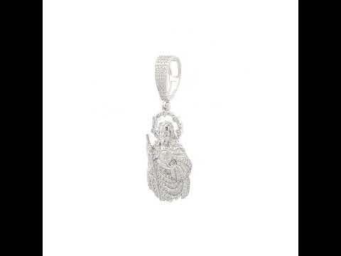 925 Sterling Silver Unisex 0.95ct Moissanite St. Jude Religious Pendant