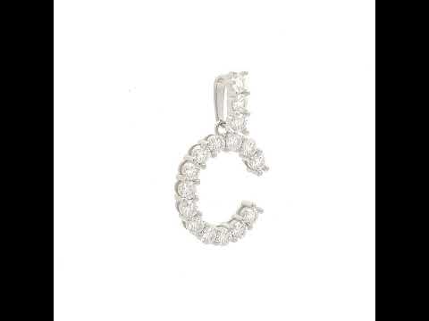 925 Sterling Silver Unisex 1.62ct Moissanite Initial Alphabet C Charm Pendant