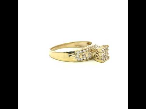10K Two-Tone Gold Womens Princess And Baguette CZ Engagement Ring Size 7