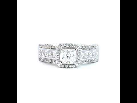 925 Sterling Silver Womens Princess-cut Round Cubic-Zirconia Fashion Engagement Ring Size 7
