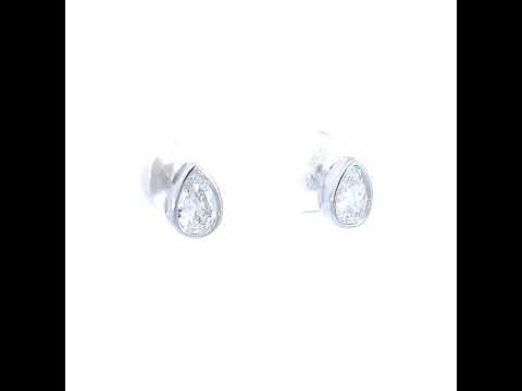 925 Sterling Silver Womens Pear Cubic-Zirconia Tear Drop Stud Earrings