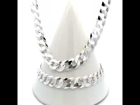 925 Silver Solid Super Flat Cuban Chain Silver 8.6mm-22