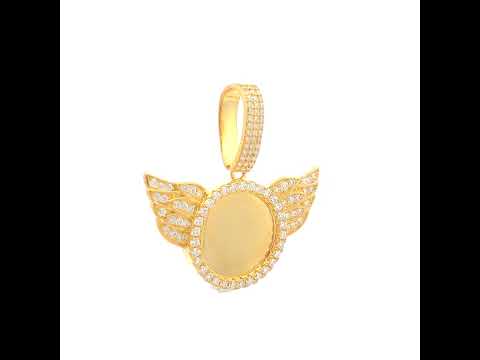925 Sterling Silver Yellow-tone Mens 1.20ct Moissanite Flying Circle Picture Frame Pendant