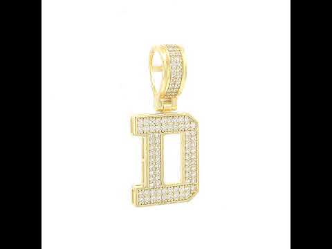 925 Sterling Silver Yellow-tone Unisex 0.58ct Moissanite Initial Alphabet D Charm Pendant
