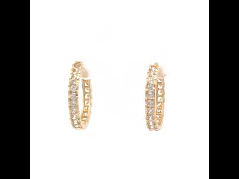 14K Gold Cubic Zirconia Hoop Earings