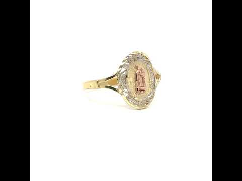 10K Tri-Color Gold Women Guadalupe Religious Ring