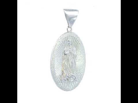 925 Sterling Silver Mens Guadalupe/Mother Marry Religious Charm Pendant