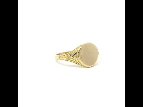 10K Yellow Gold Womens Round Head Signet Ring
