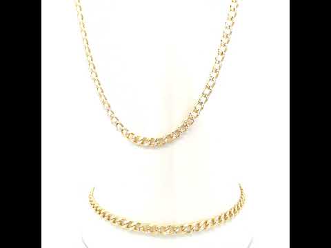 925 Silver Solid Super Flat Cuban Chain Two-tone 3.7mm-9