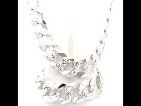 925 Silver Solid Pave Super Flat Cuban Chain Silver 16mm-8