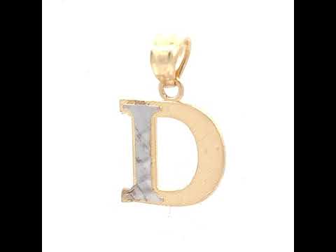 10K Two-Tone Gold Unisex Diamond-Cut Initial D Charm Pendant