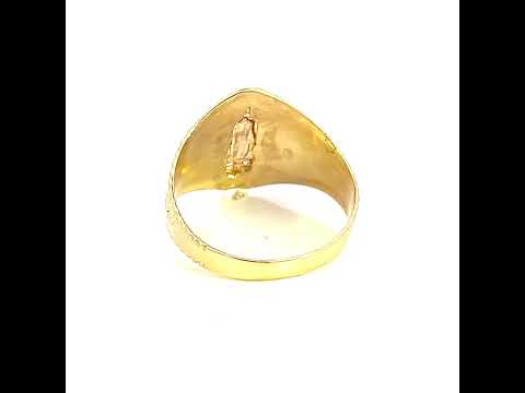 14K Two-tone Gold Mens Oval Guadalupe Religious Ring
