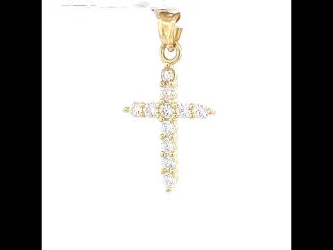 10K Yellow Gold Womens Cubic-Zirconia Cross Religious Charm Pendant