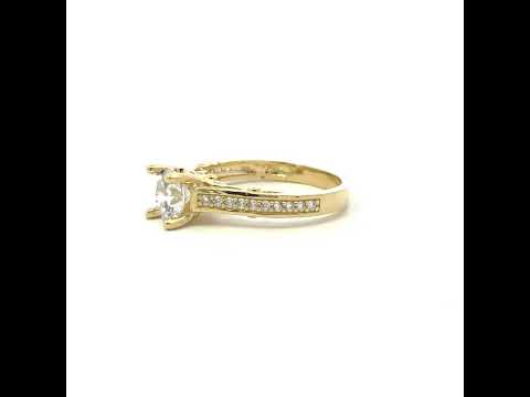 10K Yellow Gold Womens Cubic-Zirconia Engagement Ring